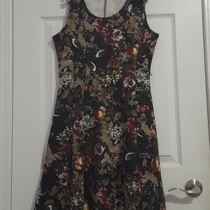 Sleeveless Black Floral Fit-and-Flare Mini Dress